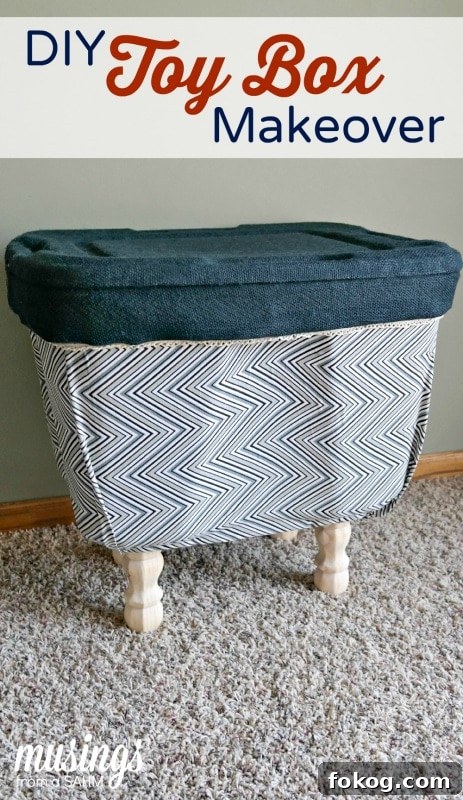 DIY Toy Box Makeover: How to turn an ugly plastic bin into a decorated toy box!