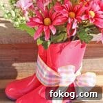 Rain boot flower vase