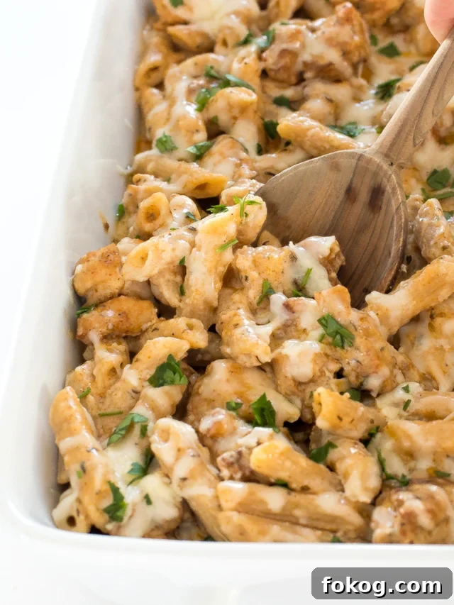 cajun chicken alfredo in casserole baking dish