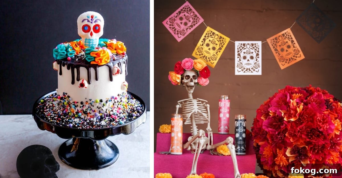 collage of day of the dead party ideas